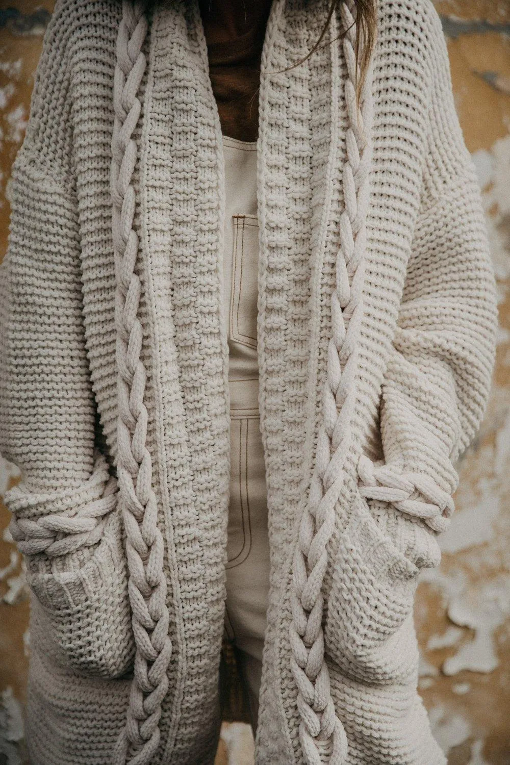 Cable Knit Cardigan Mimi in Cream