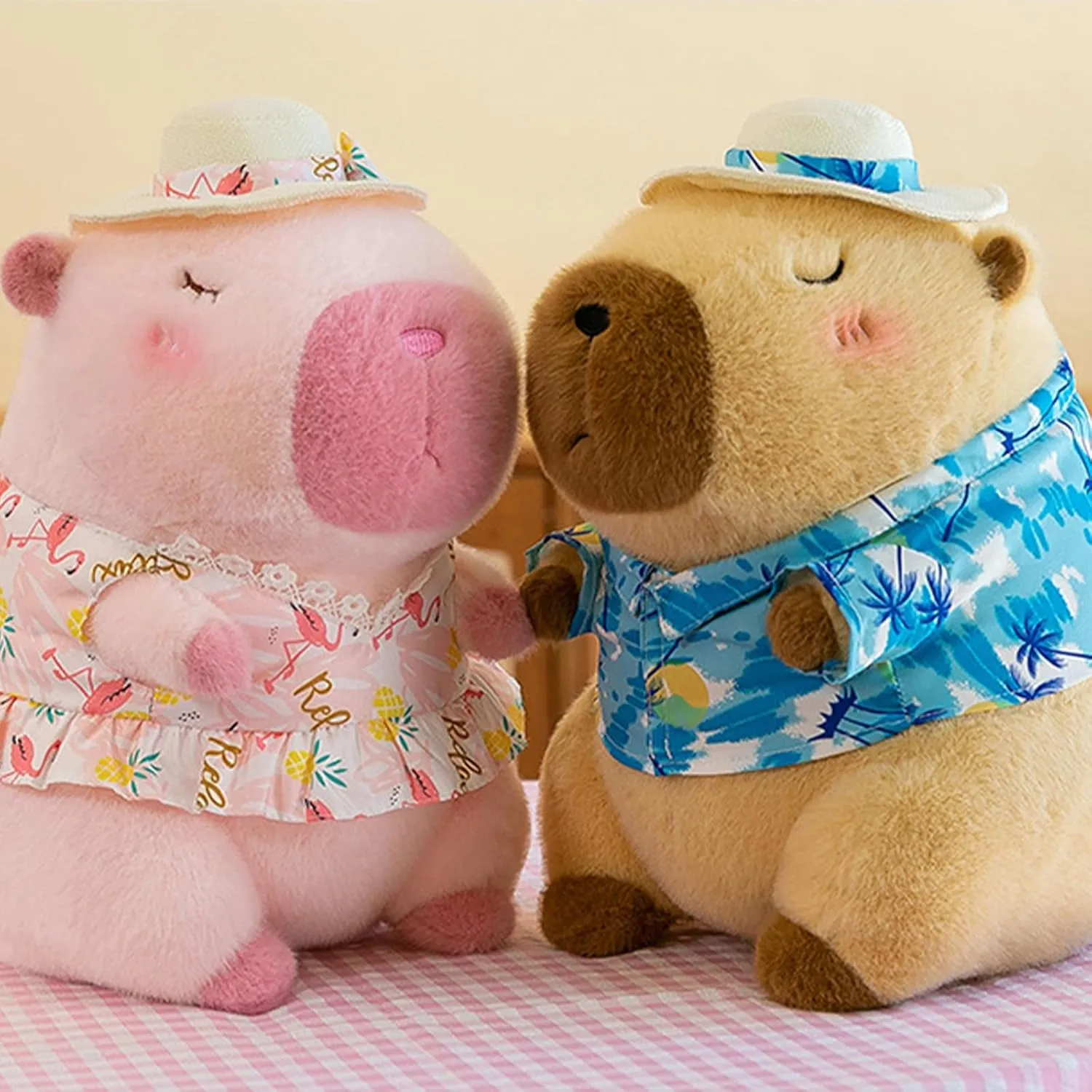 Capybara Wearing Pink Hawaiian Dress Plush Toy