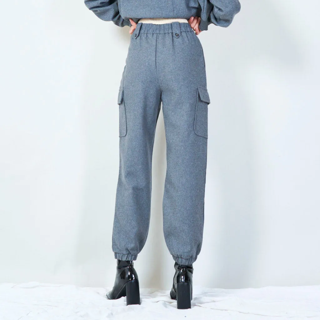 Cargo jogger pants with button details wholesale