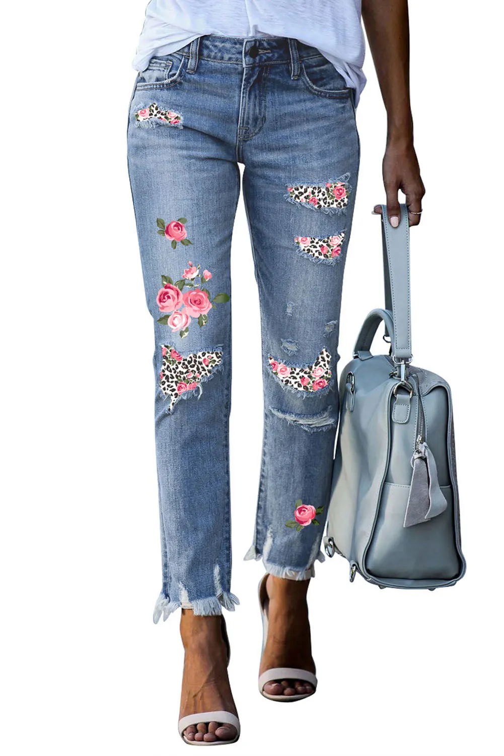 Casual Floral Skull Print Jean For Women