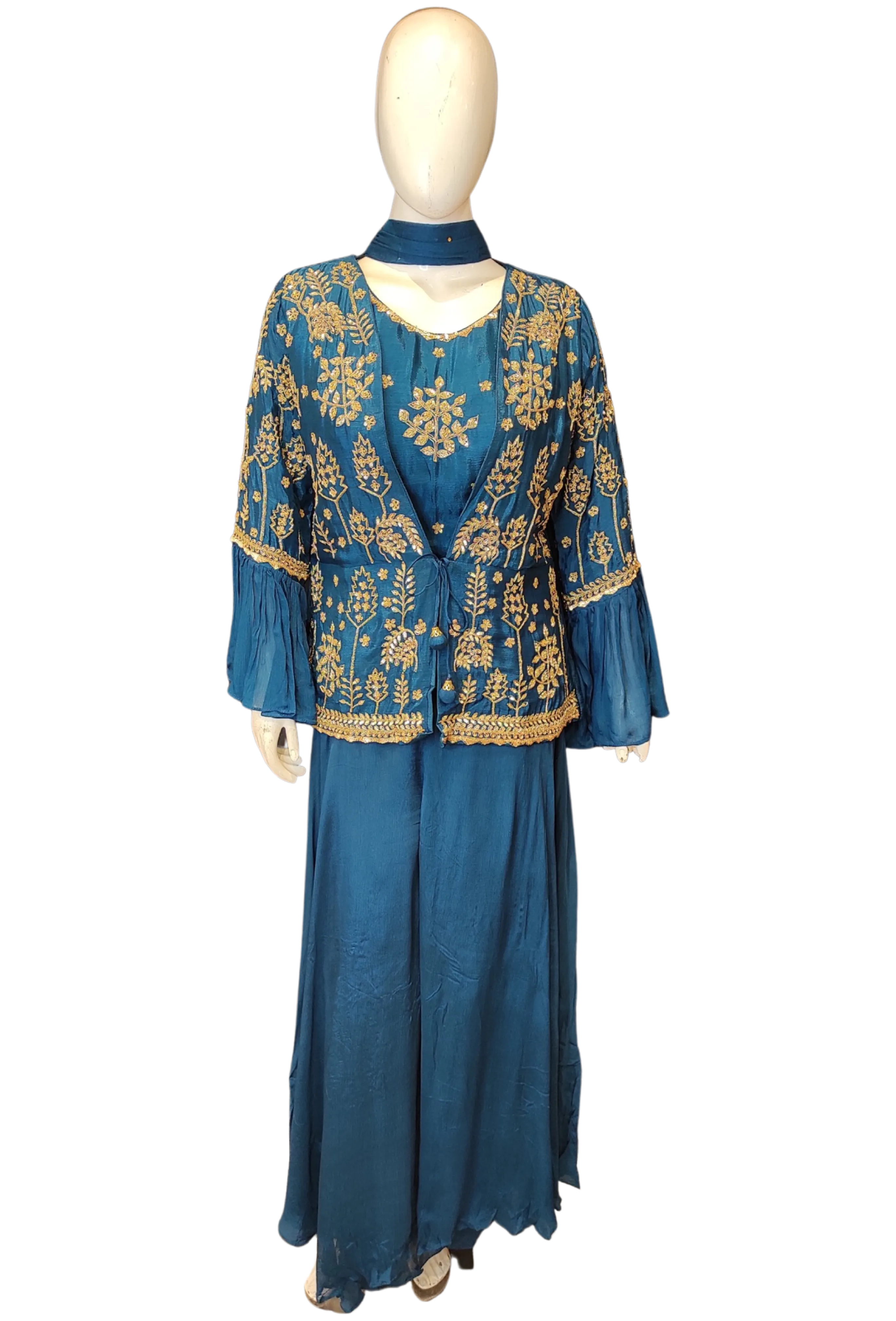 Chinon Blouse with Hand Work and Jacket