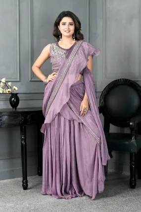 Chinon Drape Saree with Pearls Latkan