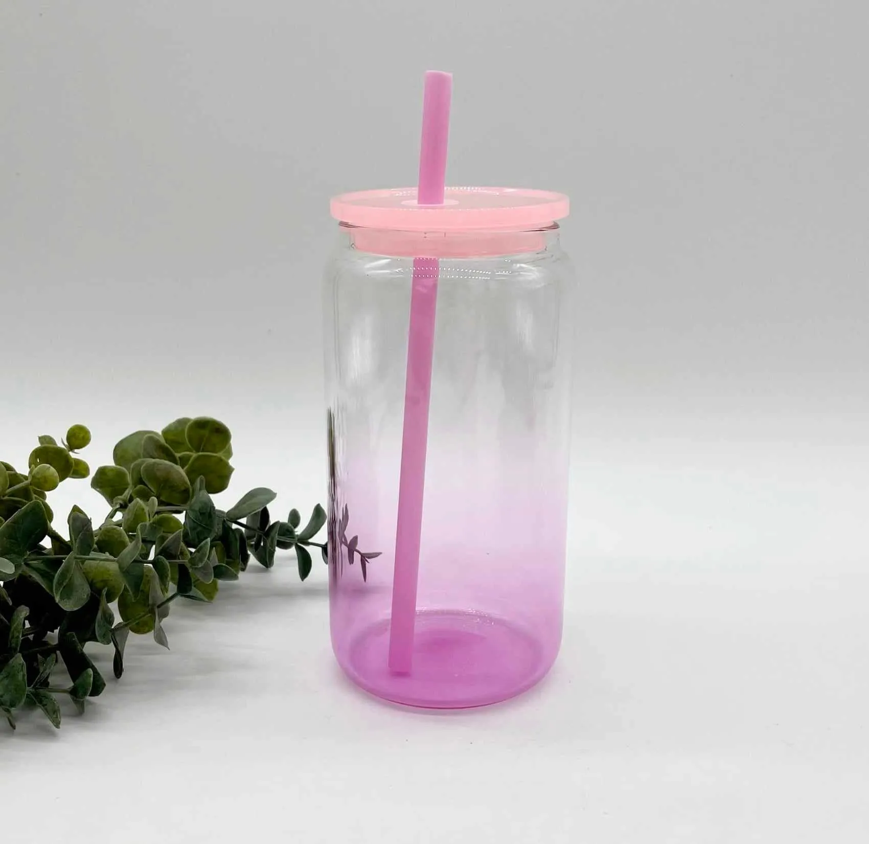 Clear Ombre 16oz Glass Can for Sublimation