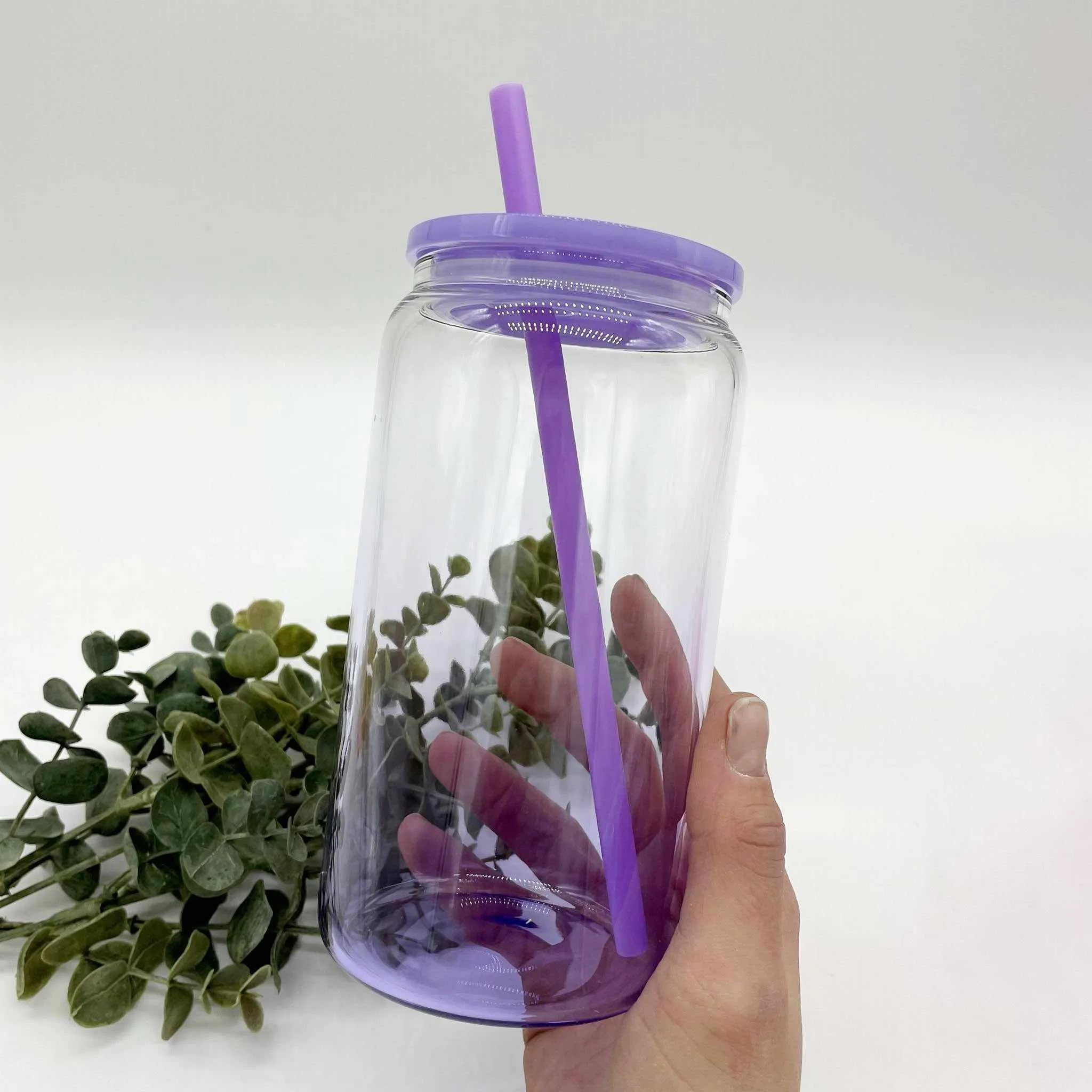 Clear Ombre 16oz Glass Can for Sublimation