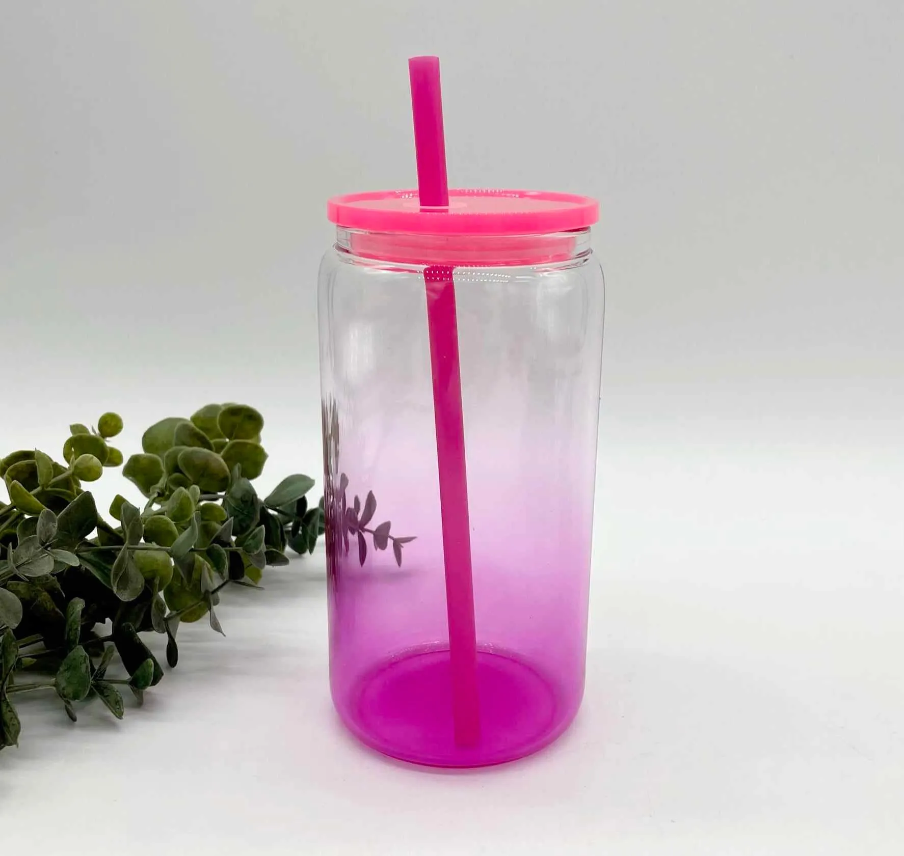 Clear Ombre 16oz Glass Can for Sublimation