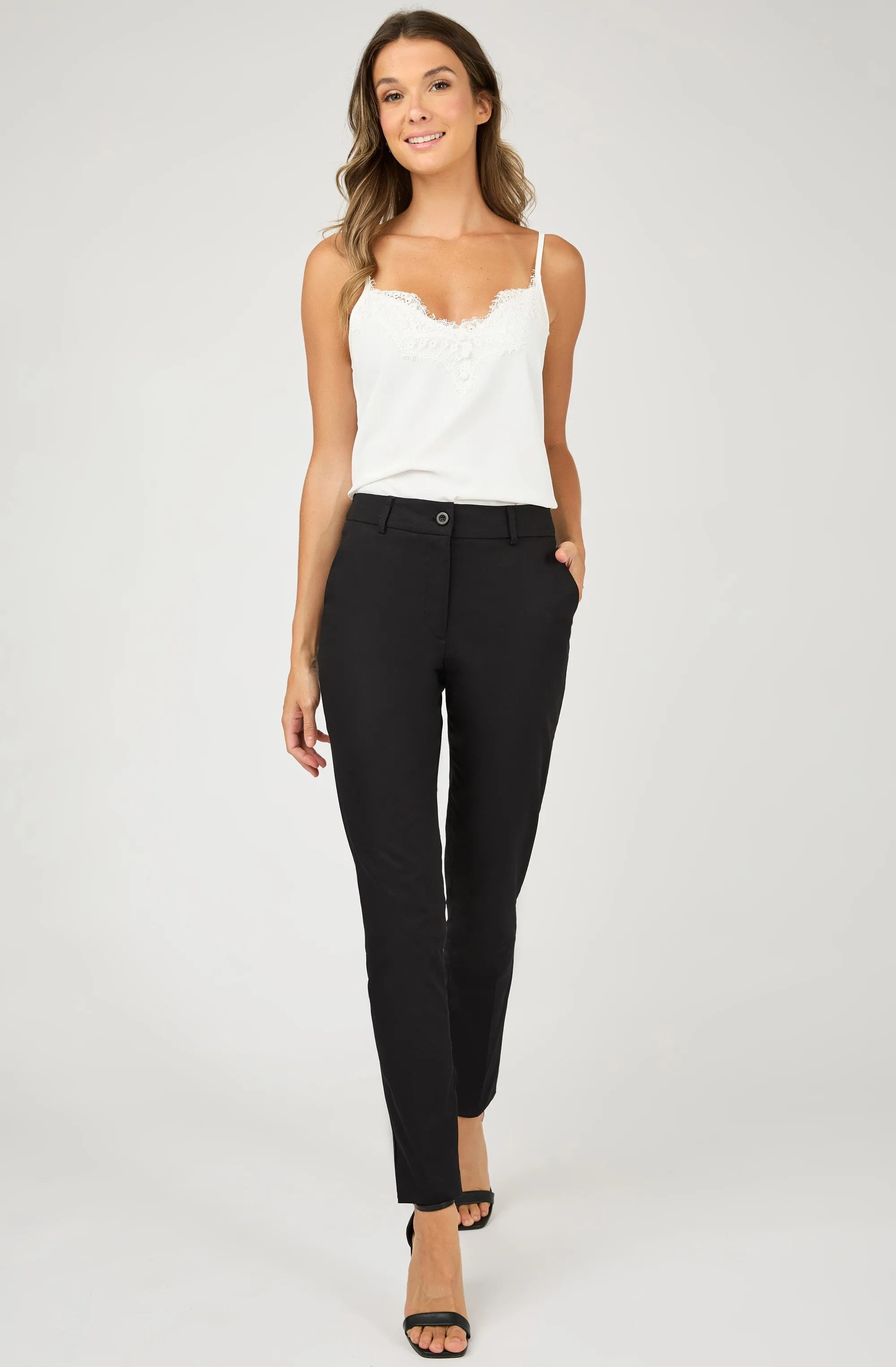 Cotton Straight Pant with Middle Pleat