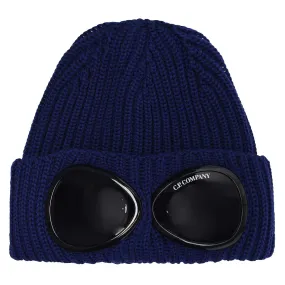 CP COMPANY Wool Goggle Beanie Blue Print