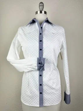 CR Western Pro Crisp White on White Dots with Navy Contrast