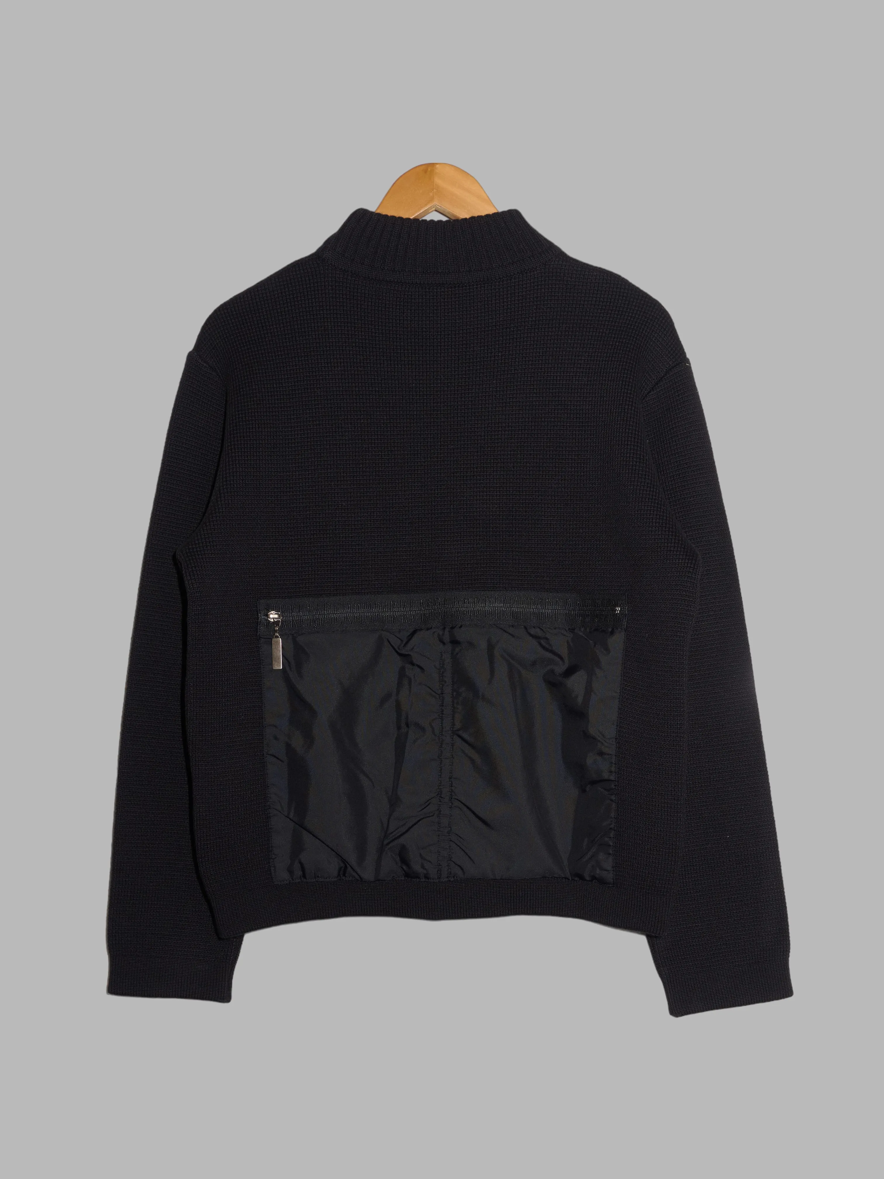 Dirk Bikkembergs 1990s 2000s black wool back pocket mock neck jumper - S