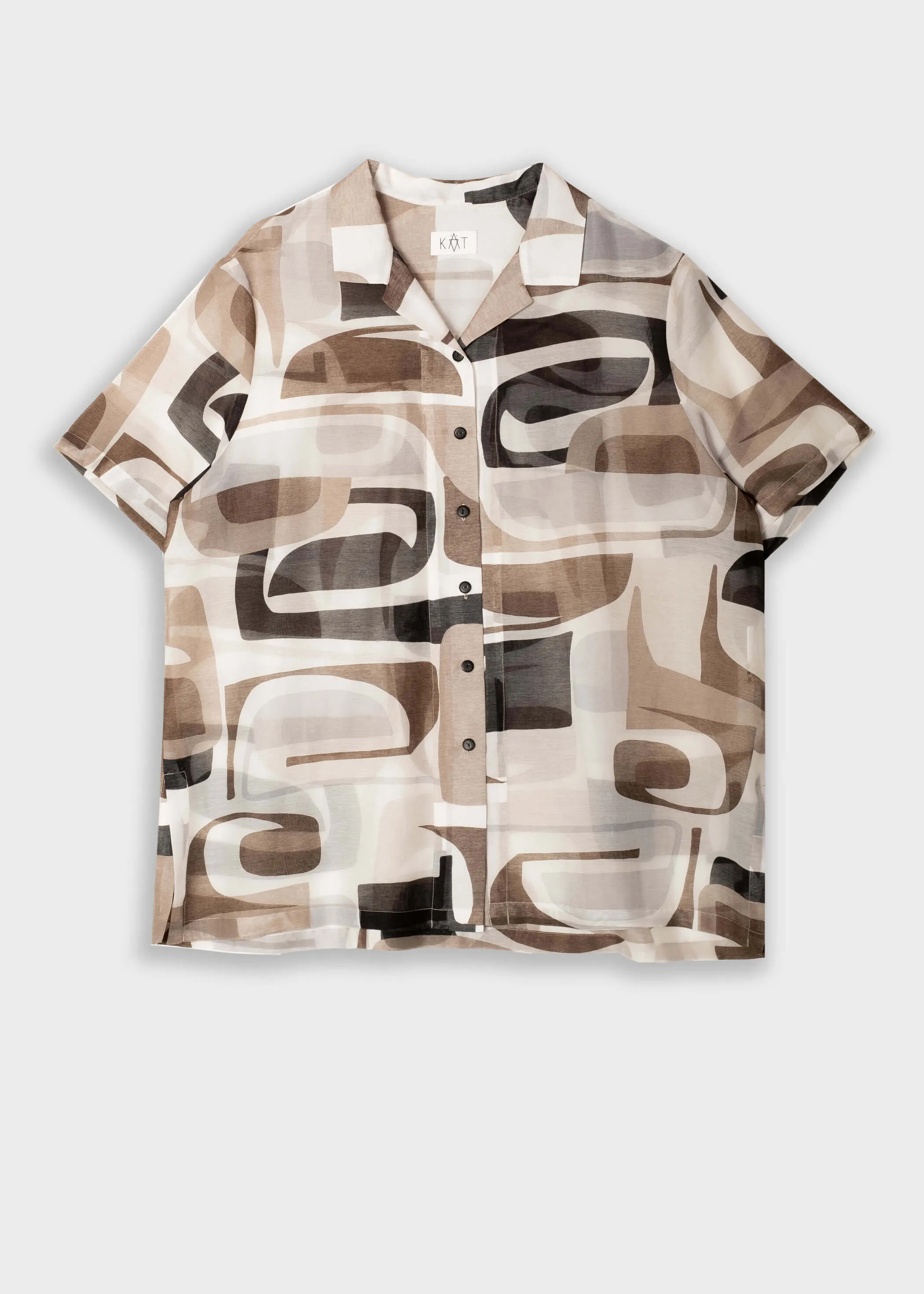 DUDE Retro Pattern Bowling Shirt - Brown