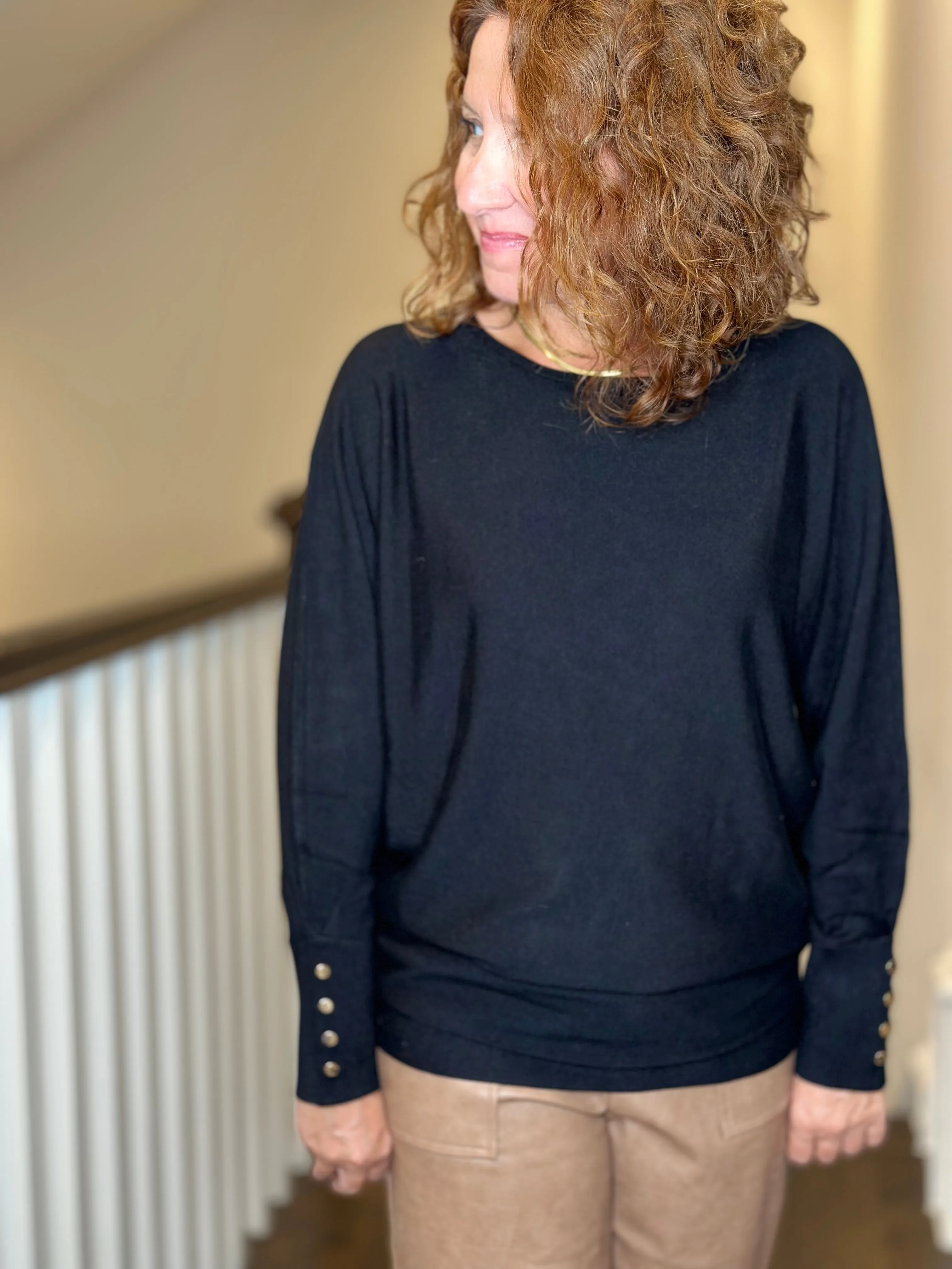 Esqualo Batwing Sweater in Black