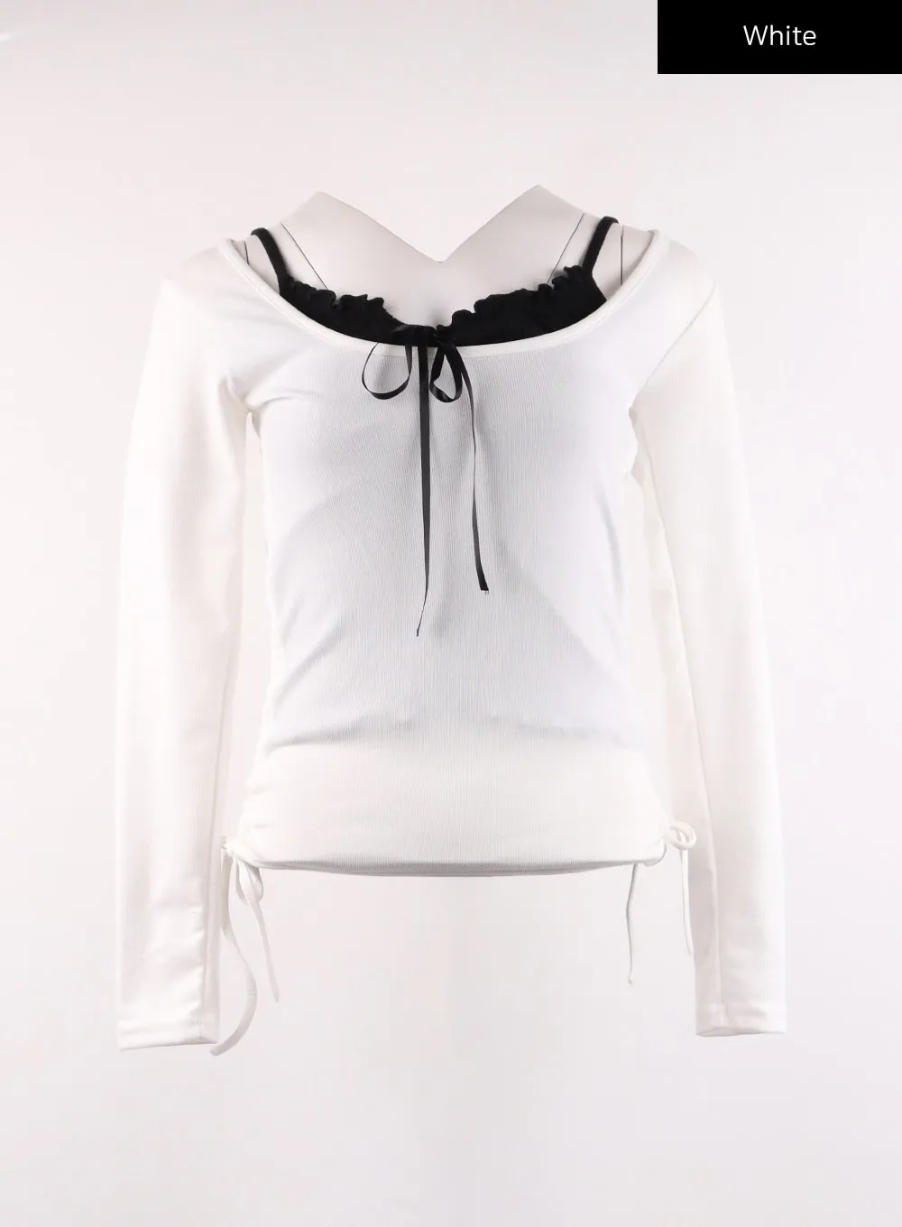 Fake Two-Piece Ruffled Neck Long Sleeve IJ430