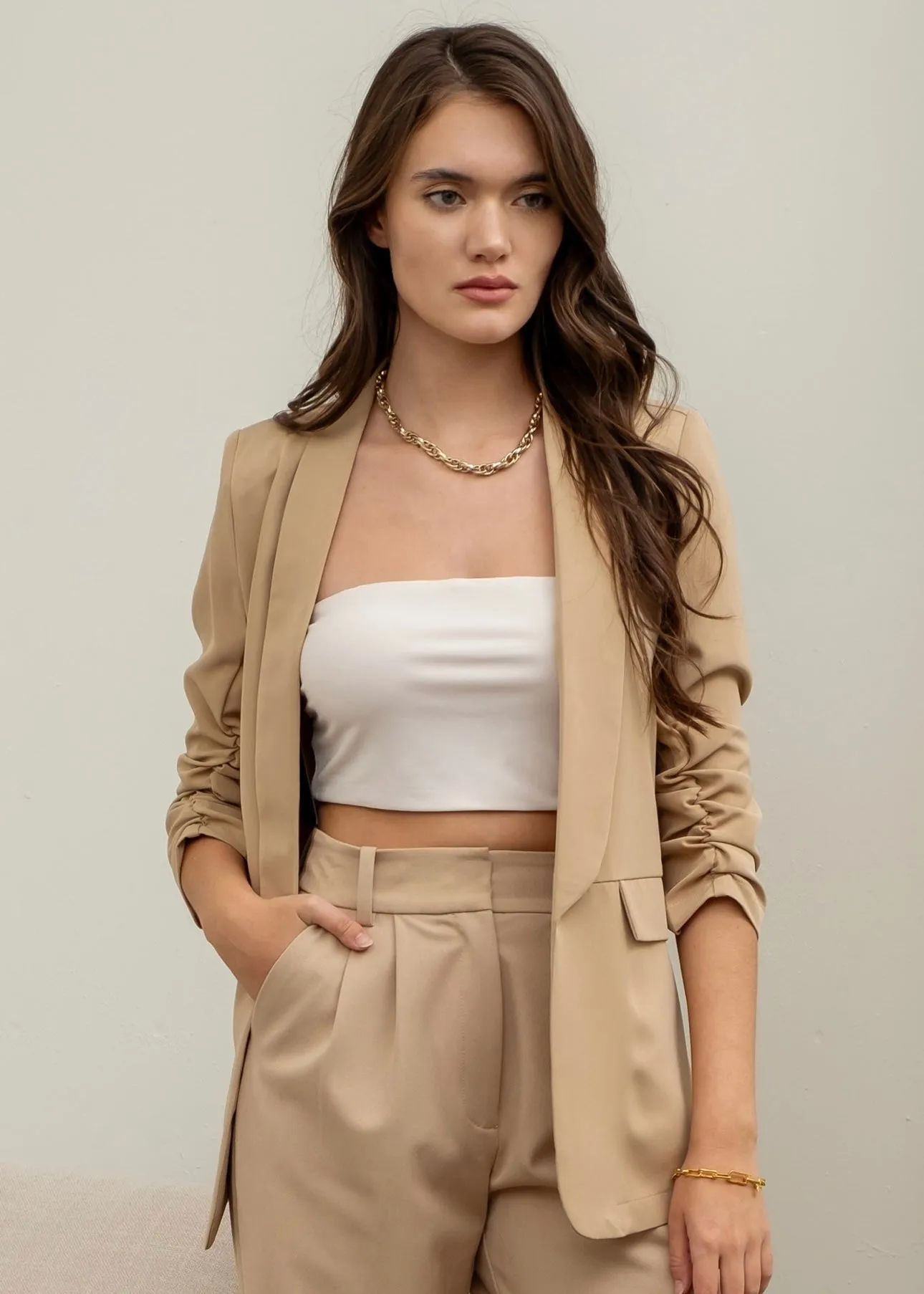 FINAL SALE - Like A Boss Ruched Sleeve Blazer - 5 Colors!