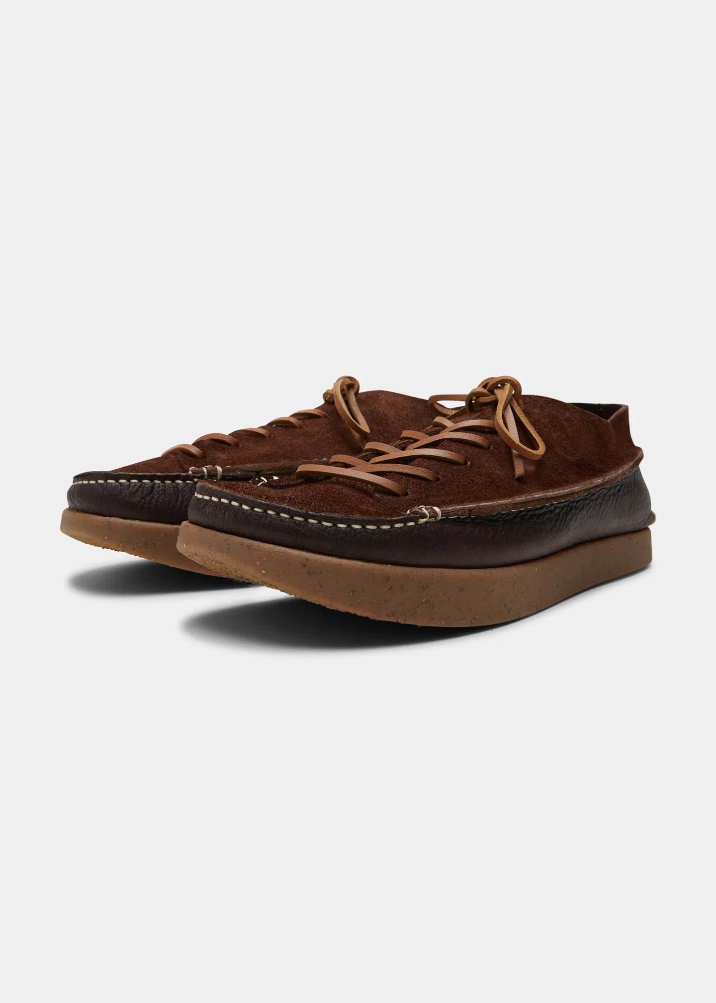 Finn Reverse Lace Up Shoe On Negative Heel - Dark Brown