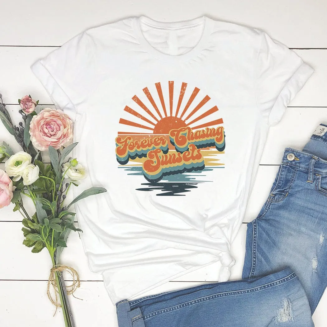 Forever Chasing Sunsets Summer Graphic T-Shirt - SU302