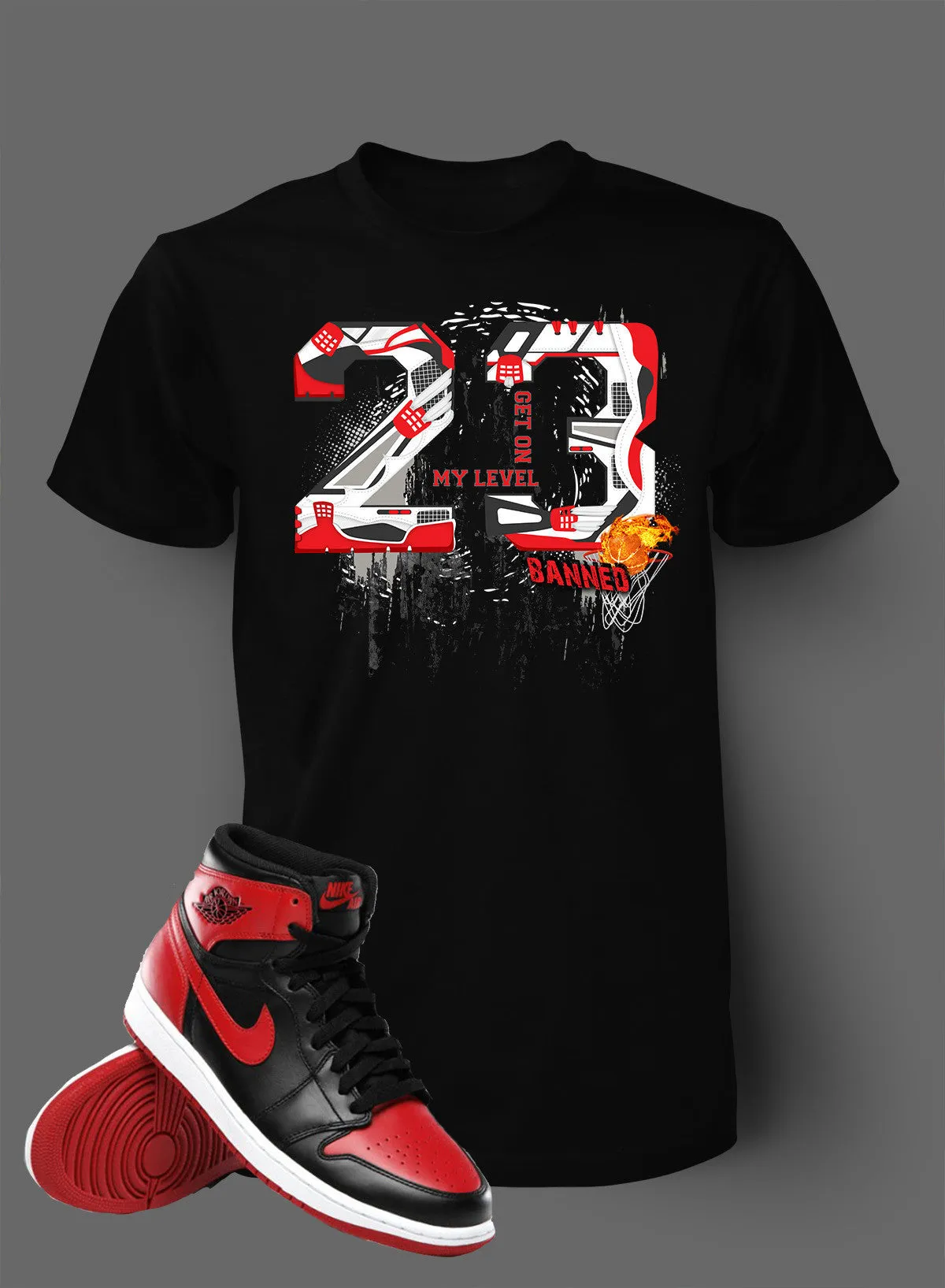 Graphic Shattered T Shirt To Match Retro Air Jordan 1 Banned Shoe