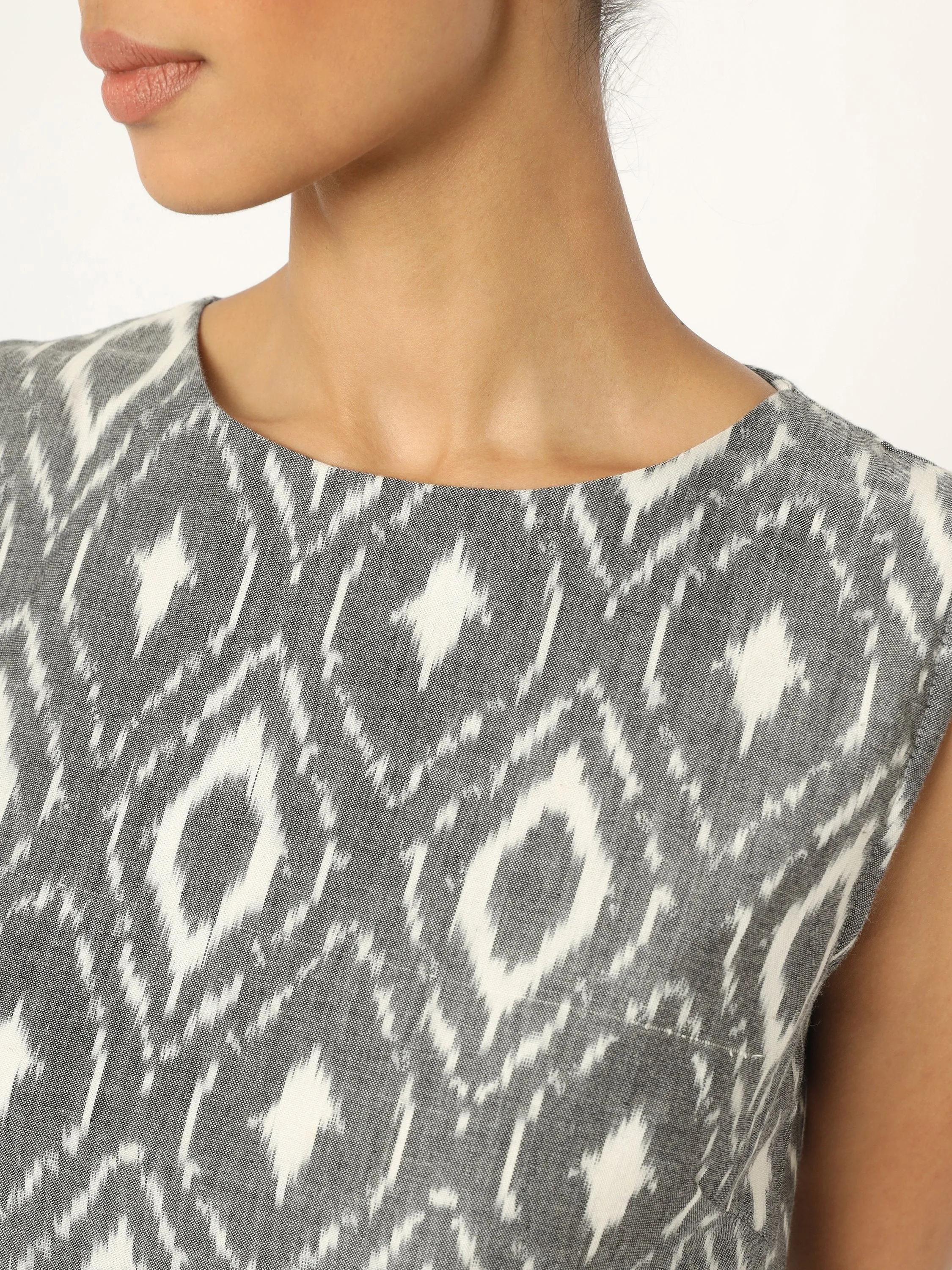 Grey Ikat Shift Dress