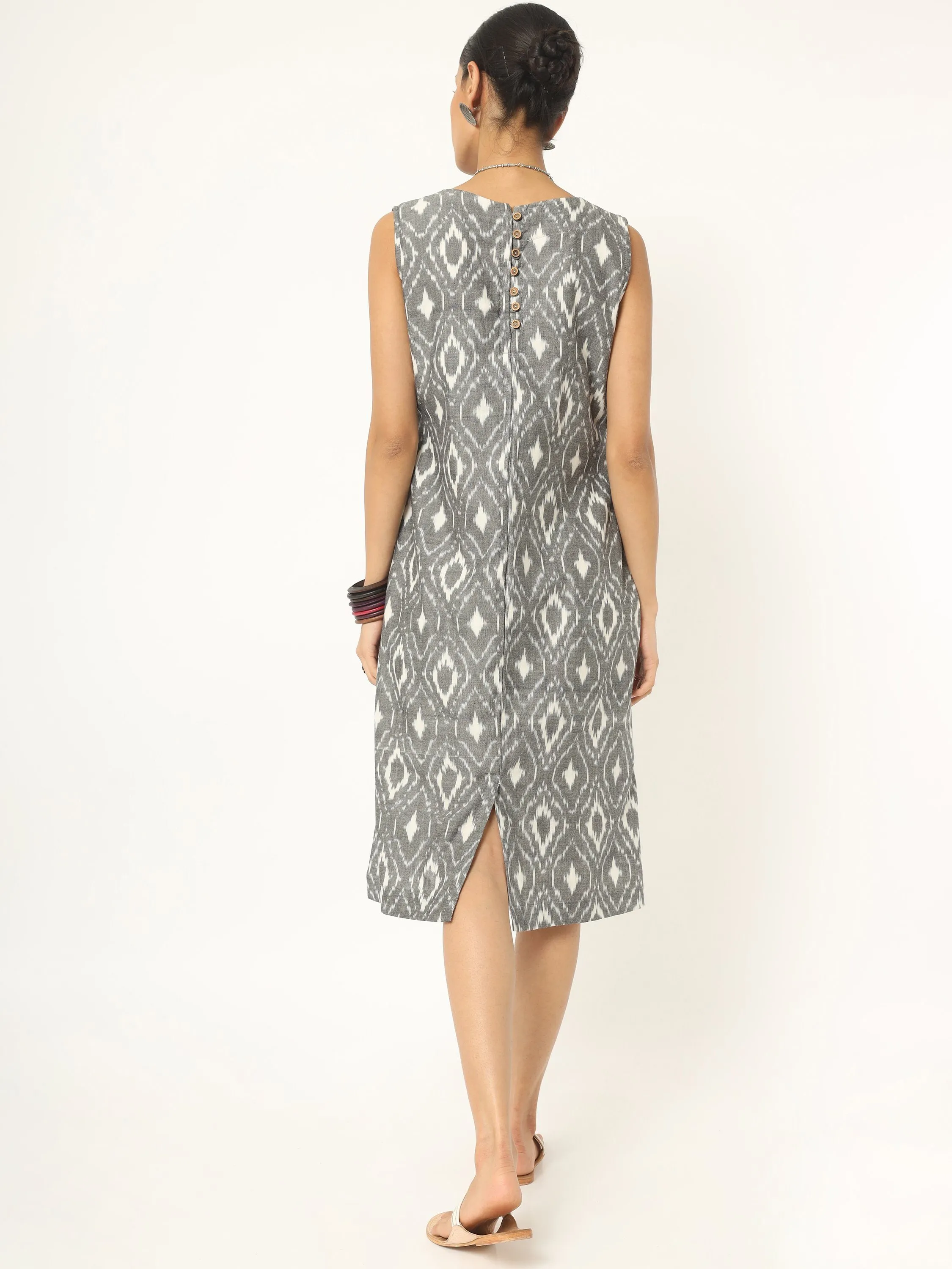 Grey Ikat Shift Dress