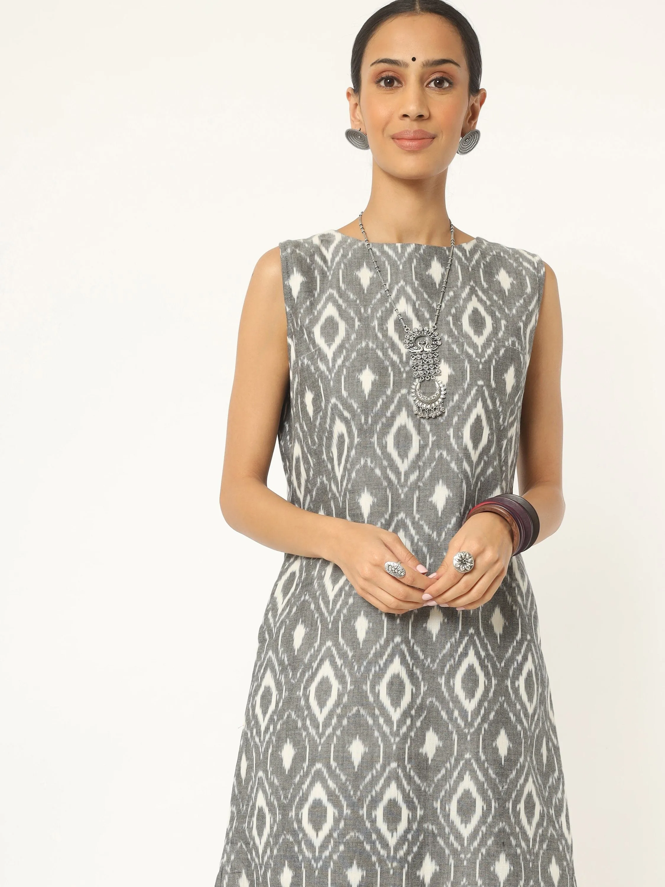 Grey Ikat Shift Dress