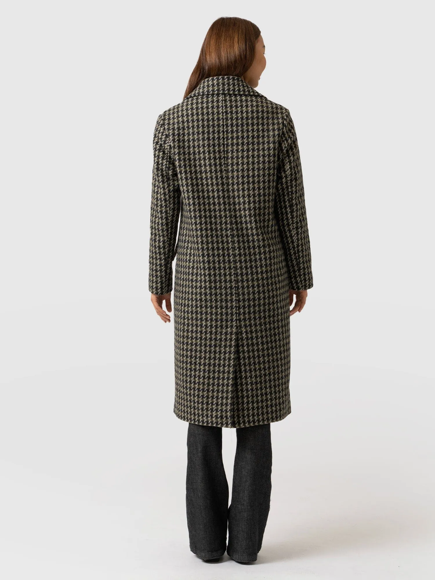 Hampton Coat - Olive Houndstooth