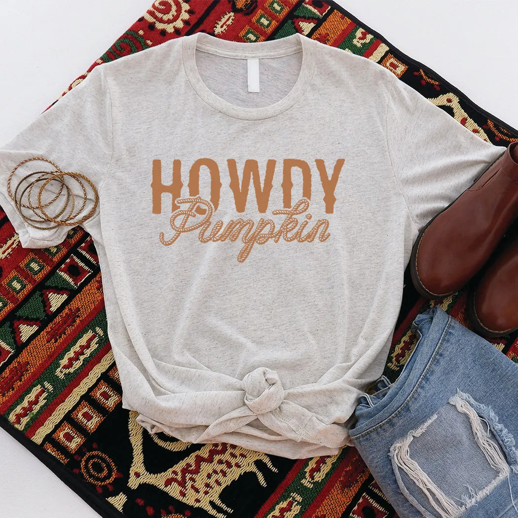 Howdy Pumpkin Rope Fall Graphic T-Shirt - FA308