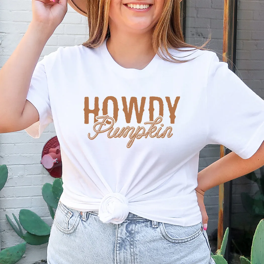 Howdy Pumpkin Rope Fall Graphic T-Shirt - FA308