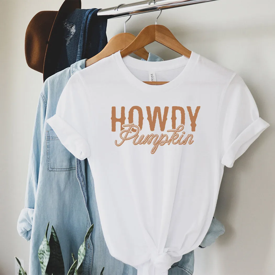 Howdy Pumpkin Rope Fall Graphic T-Shirt - FA308