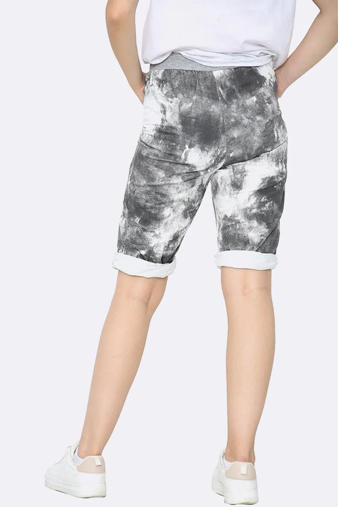 Italian Washed  Tie Dye Print Cropped Pants