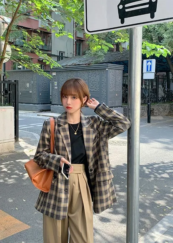 Like The 80s In The UK Checkered oversized blazer jacket