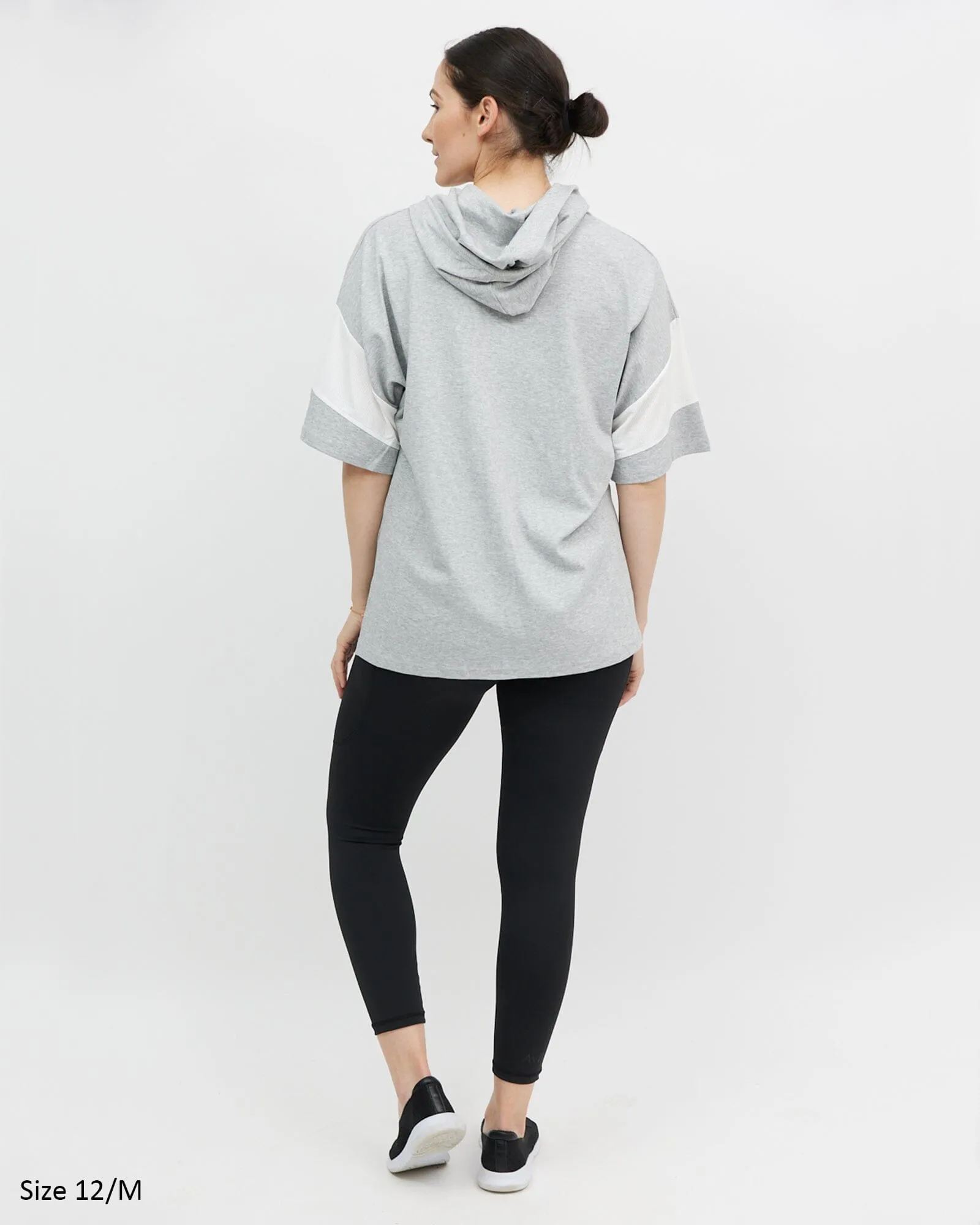 Mia Mesh Hoodie Tee - Grey