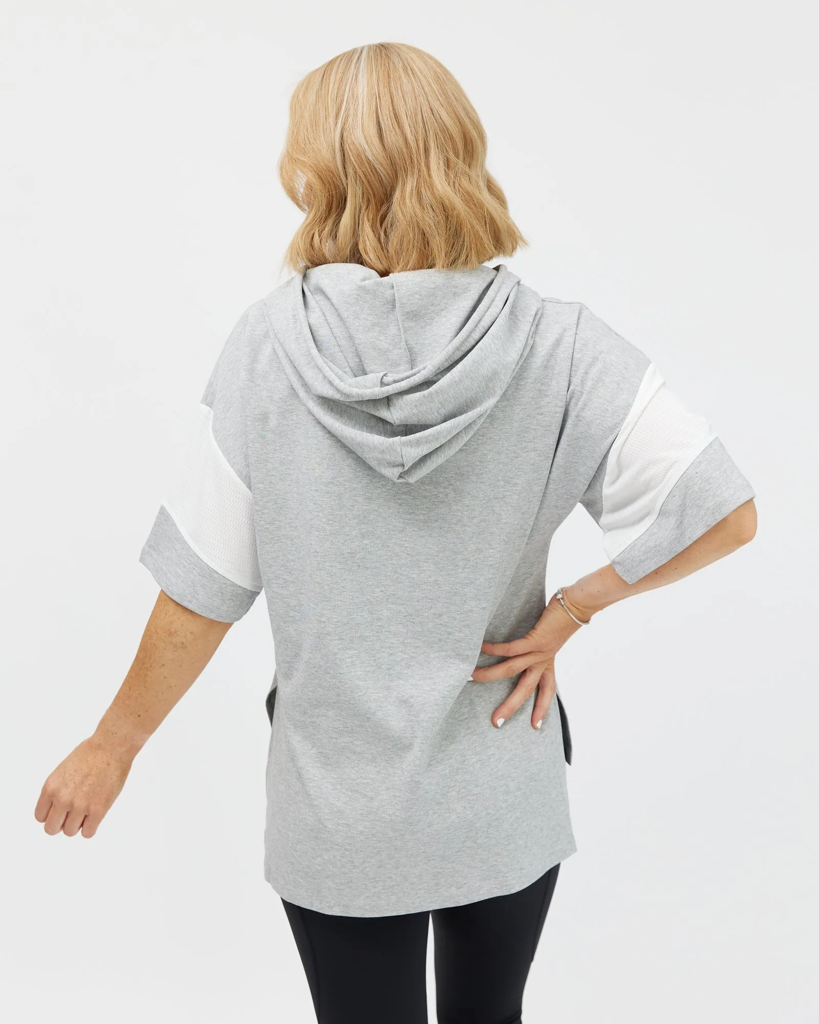 Mia Mesh Hoodie Tee - Grey