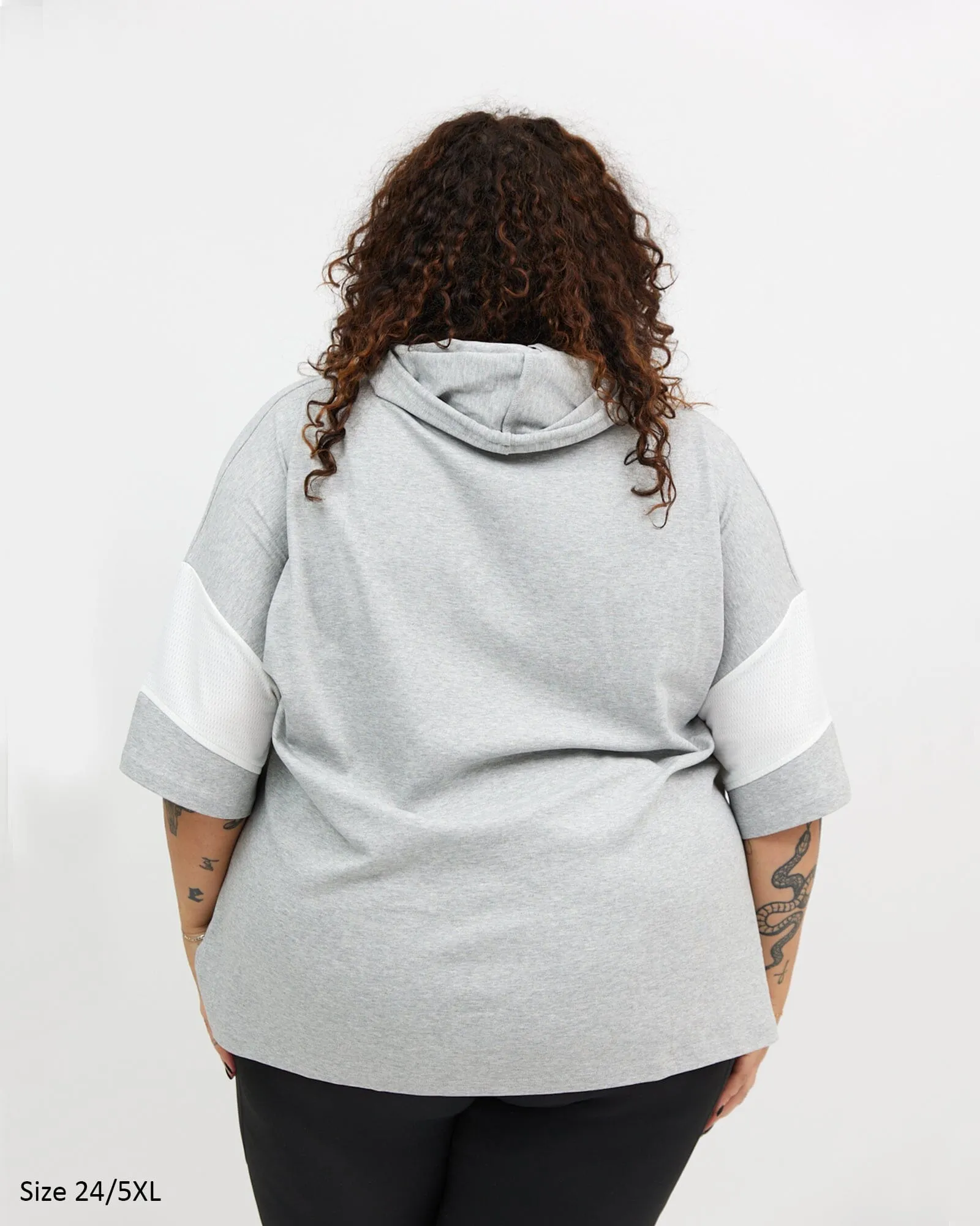 Mia Mesh Hoodie Tee - Grey