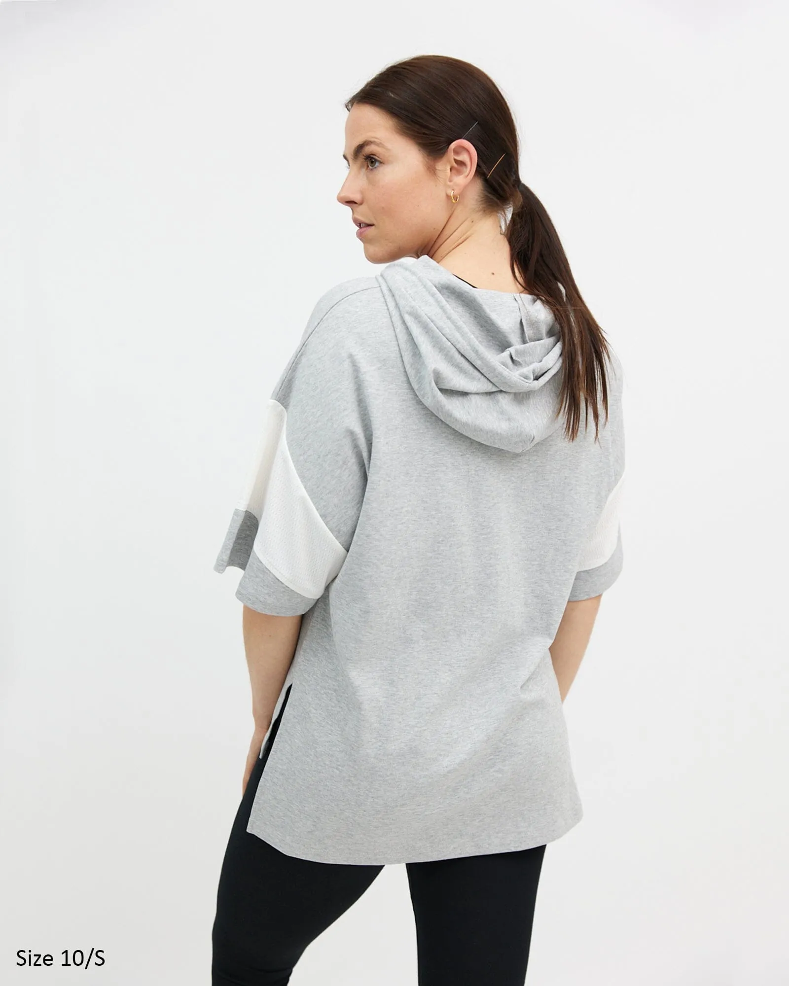 Mia Mesh Hoodie Tee - Grey