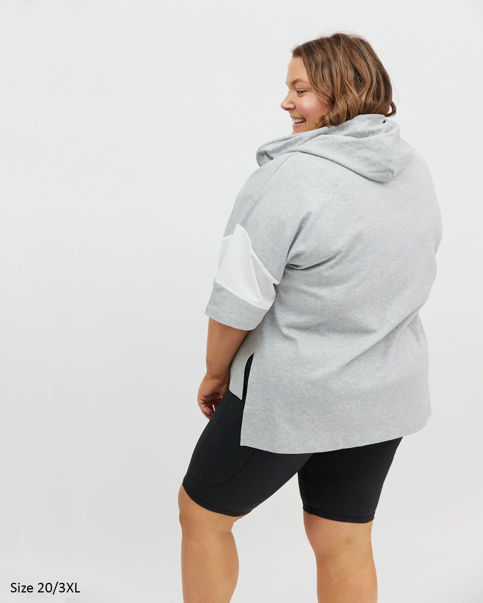 Mia Mesh Hoodie Tee - Grey