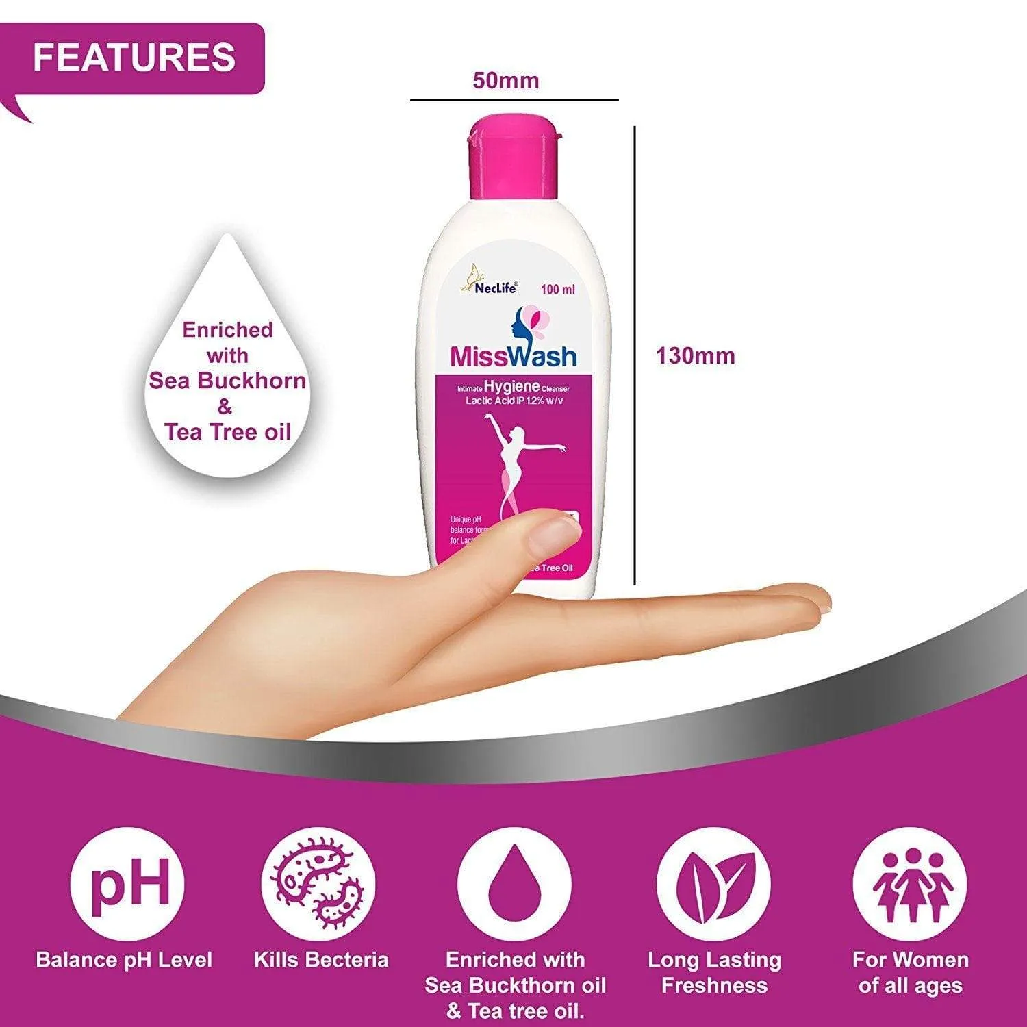 MissWash Expert Intimate Hygiene Wash - 100 ml (Pack of 3)