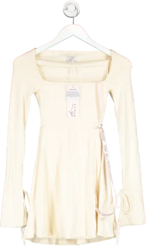 Oh Polly Cream Amryn Long Sleeve Mini Dress UK 4