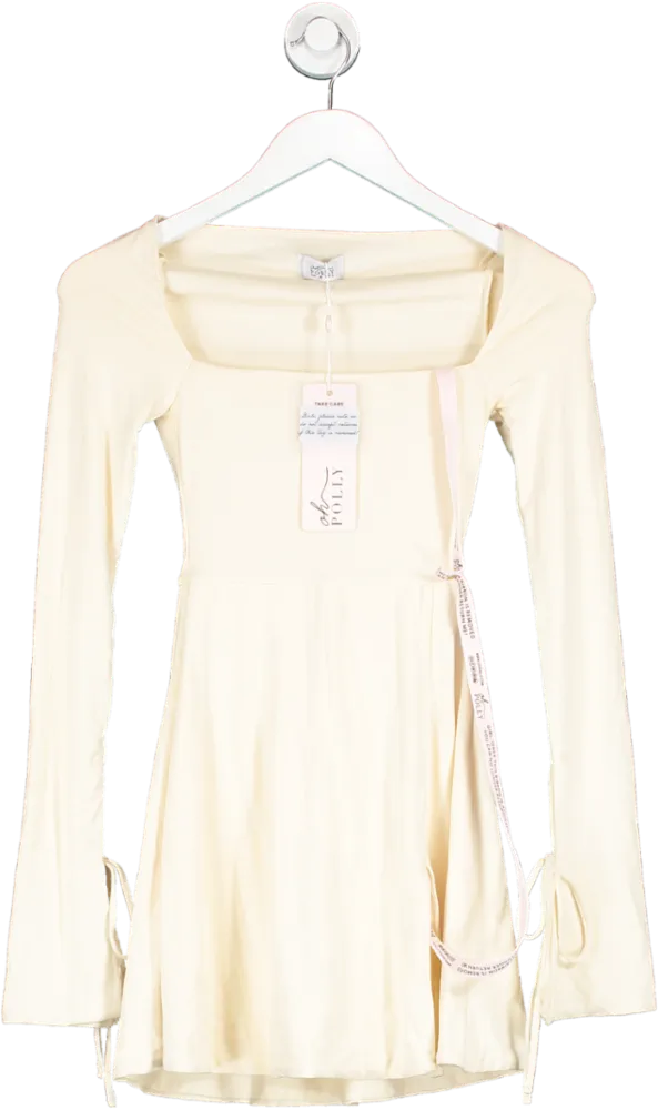 Oh Polly Cream Amryn Long Sleeve Mini Dress UK 4