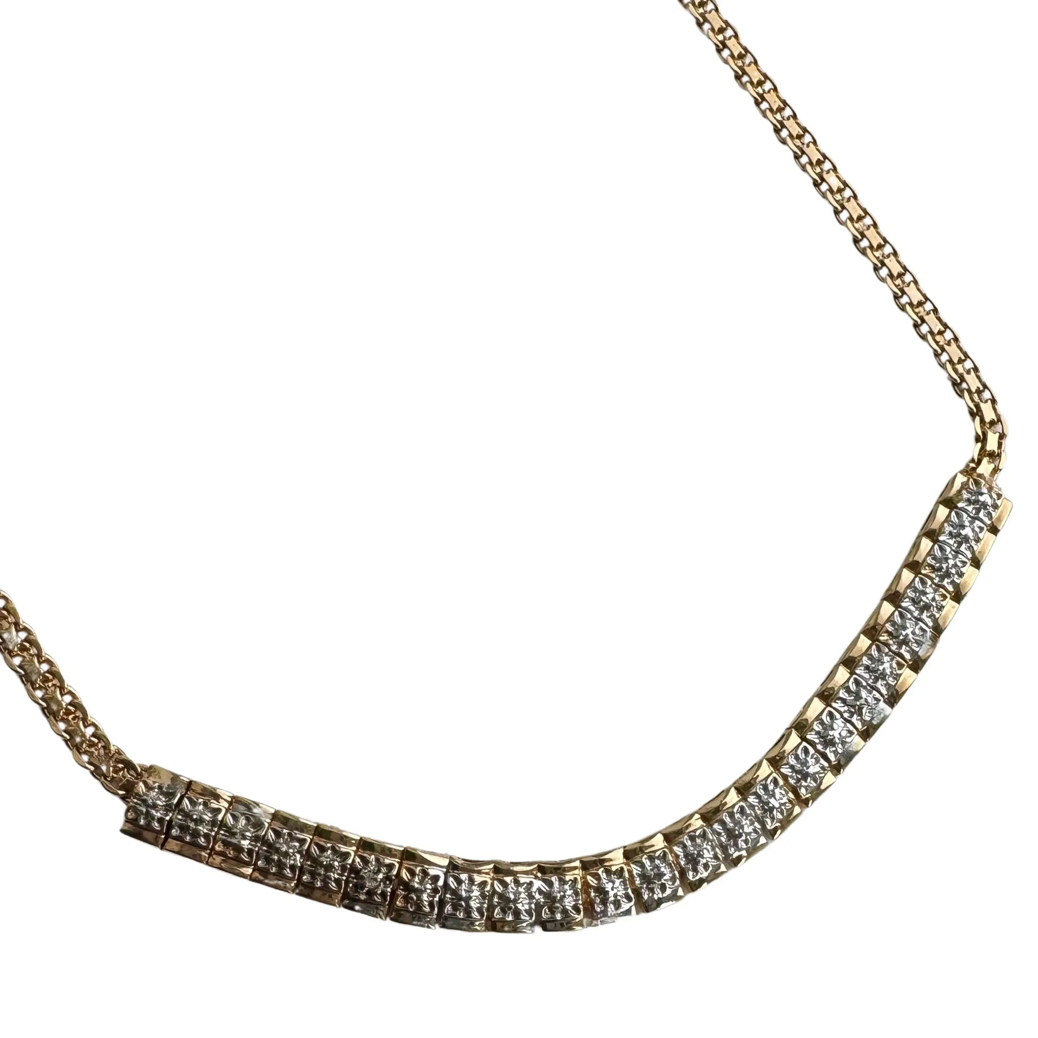 P R E - L O V E D // everyday illusion / gold plated sterling silver tennis style necklace / 17.5, 11.8g