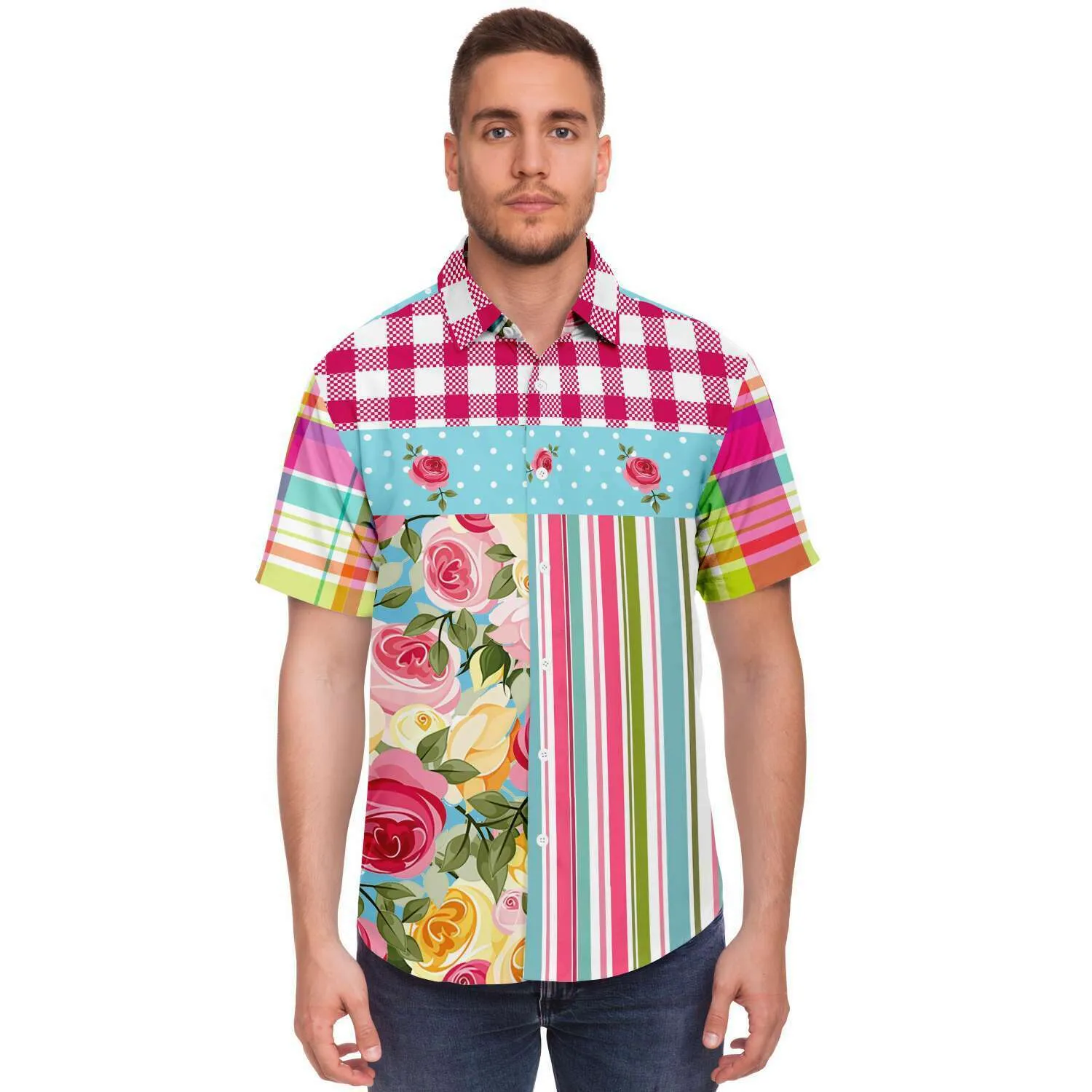 Parade of Roses Short Sleeve Button Down Shirt