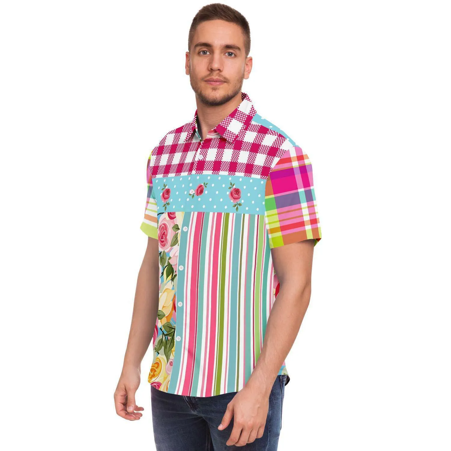 Parade of Roses Short Sleeve Button Down Shirt