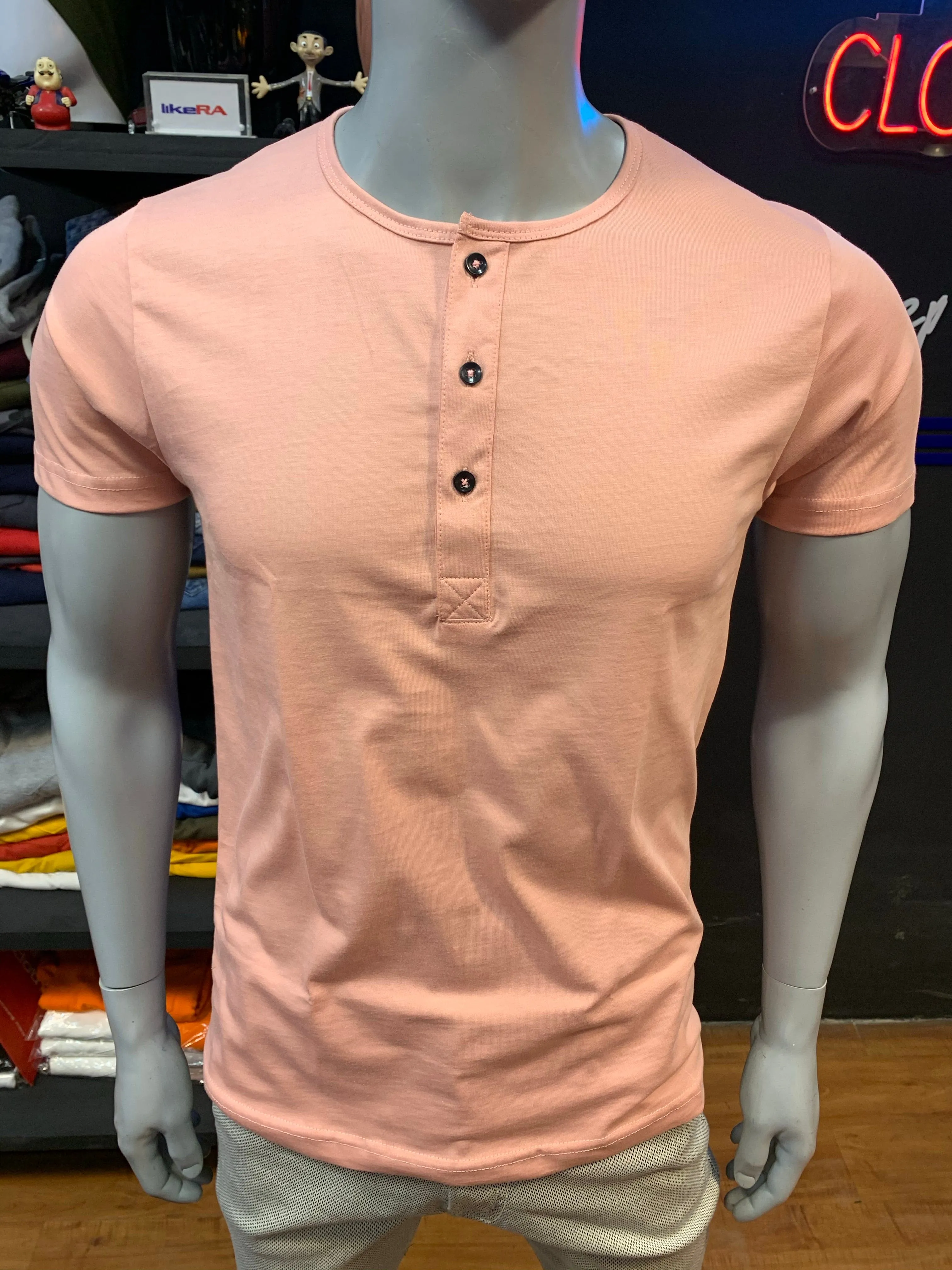 Pink Supima Cotton Henley