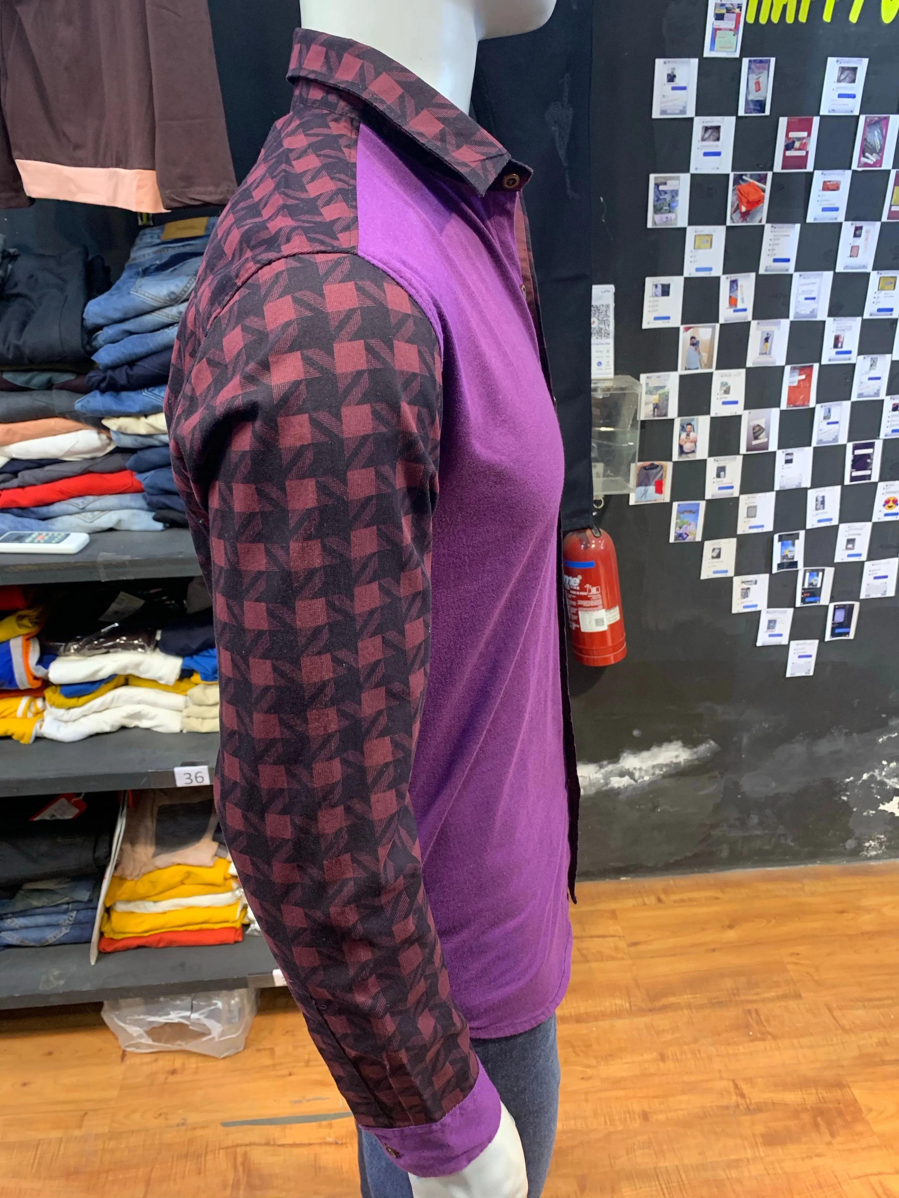 Purple Combination Checks with Plain Shirt