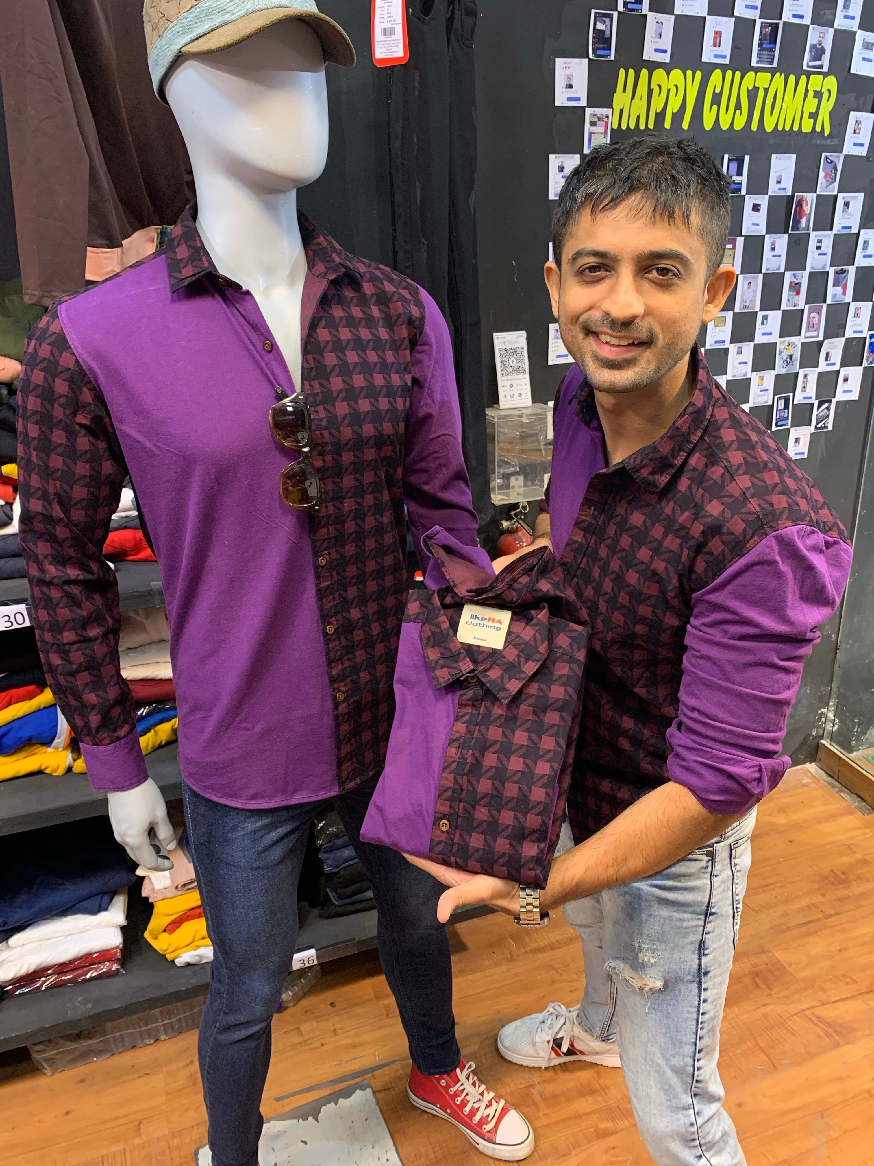 Purple Combination Checks with Plain Shirt