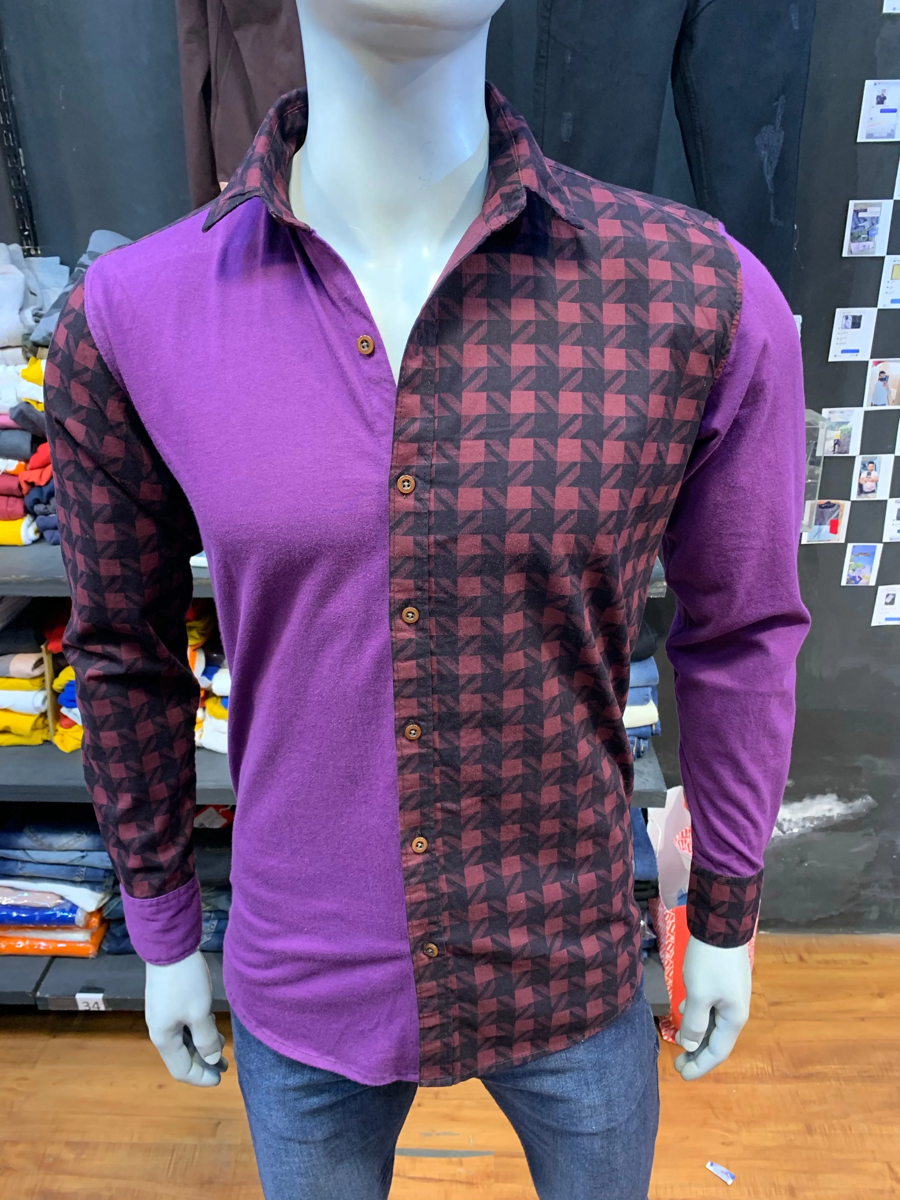 Purple Combination Checks with Plain Shirt