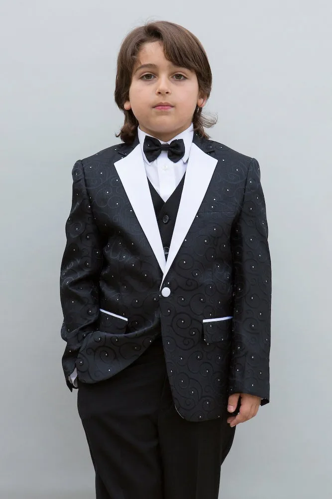 "Bellagio" Kids Black Tuxedo 5-Piece Set