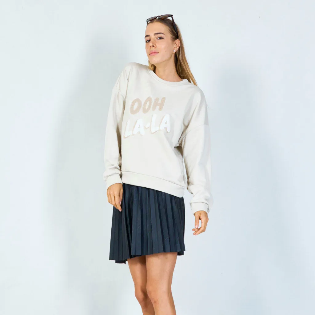 "Ooh La-La" embroidered sweatshirt wholesale