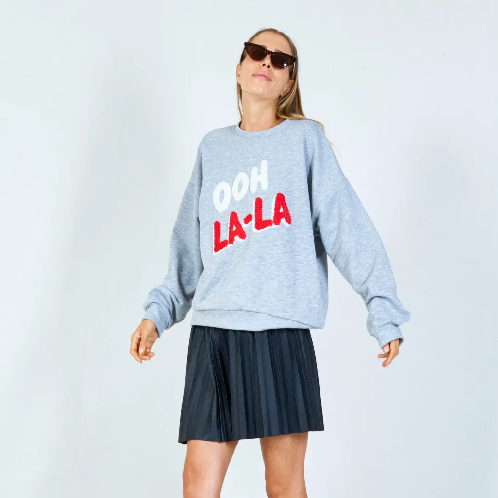 "Ooh La-La" embroidered sweatshirt wholesale