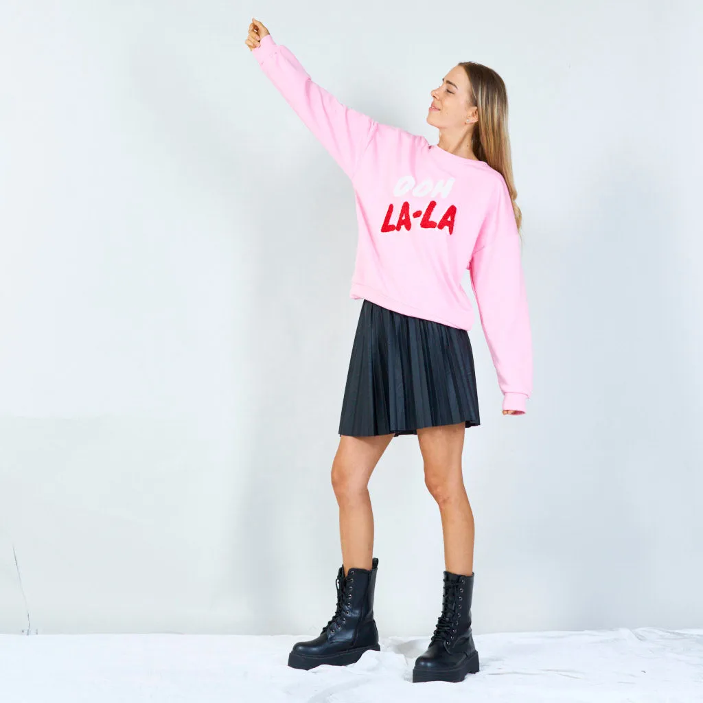 "Ooh La-La" embroidered sweatshirt wholesale