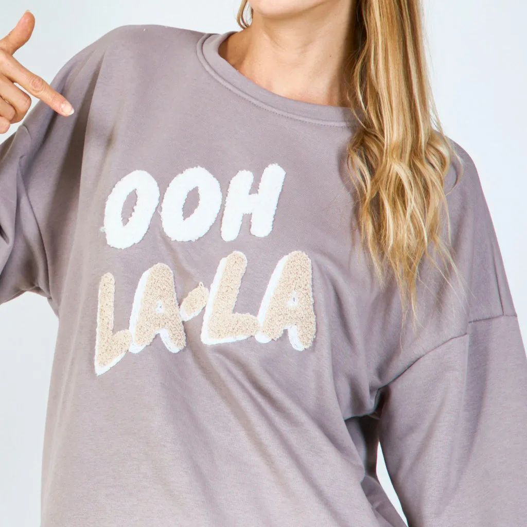 "Ooh La-La" embroidered sweatshirt wholesale