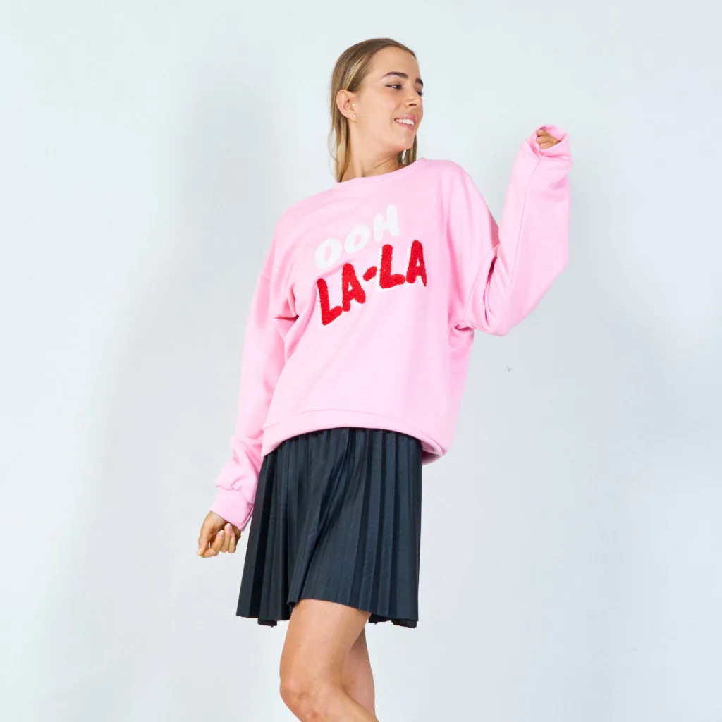 "Ooh La-La" embroidered sweatshirt wholesale